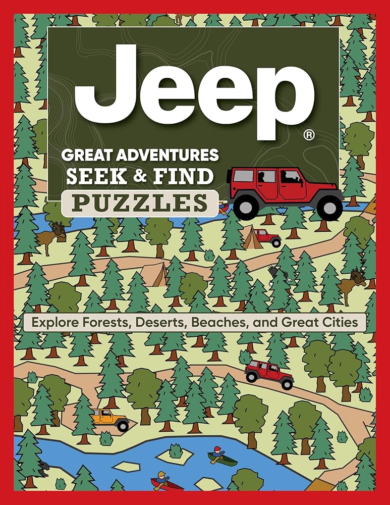 Jeep (R) Great Adventures Seek & Find Puzzles: Explore Forests, Deserts, Beaches, and Great Cities (Happy Fox Books) cover image