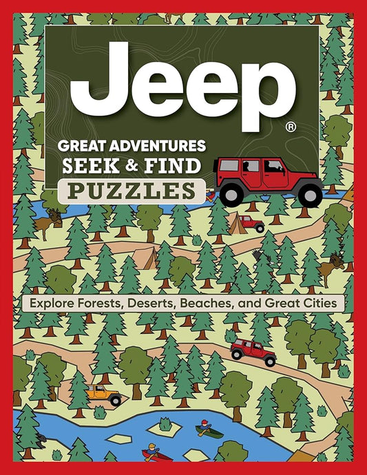 Jeep (R) Great Adventures Seek & Find Puzzles: Explore Forests, Deserts, Beaches, and Great Cities (Happy Fox Books) cover image